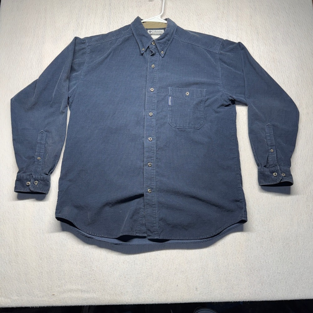 Columbia Mens Navy Blue Corduroy Long Sleeve Button Down Shirt AM7537 Size L